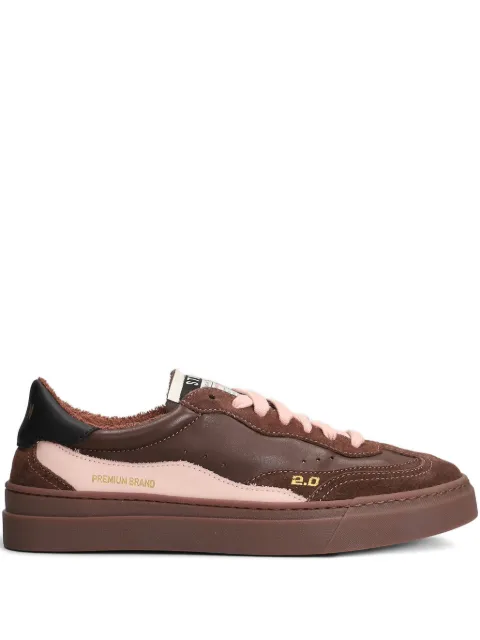 Stkn suede leather-panel sneakers