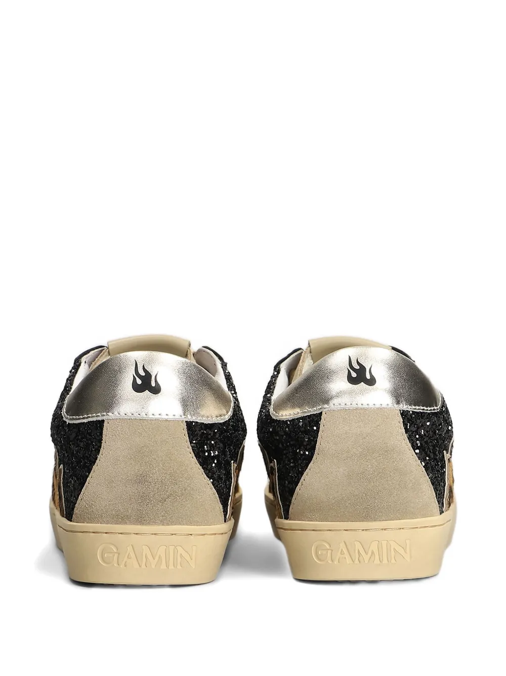 Gamin Leopard-print Glitter-embellished Sneakers In Black