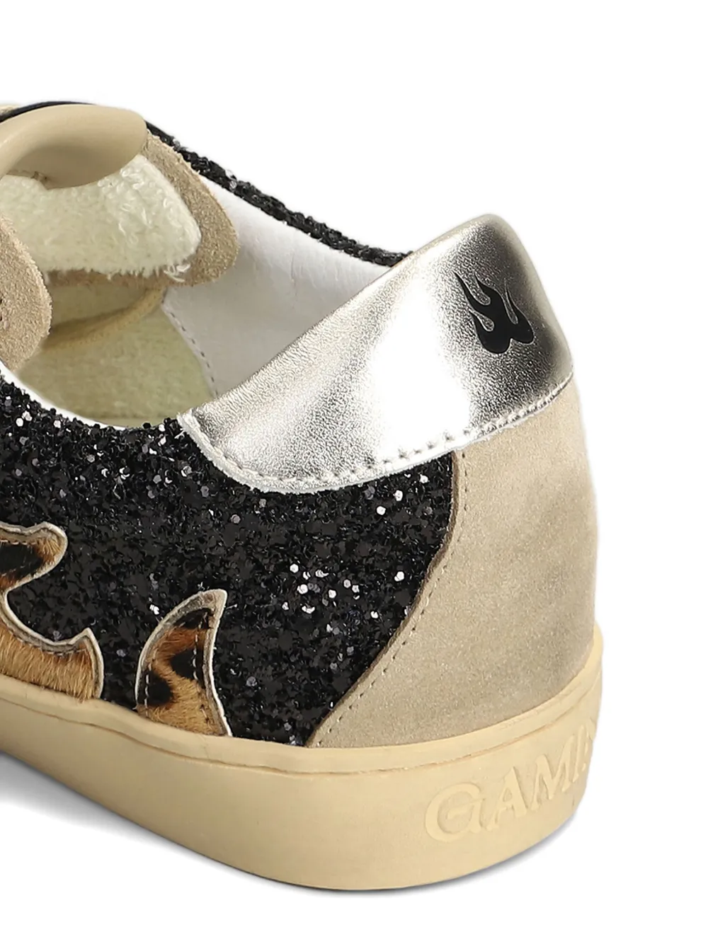 Gamin Leopard-print Glitter-embellished Sneakers In Black