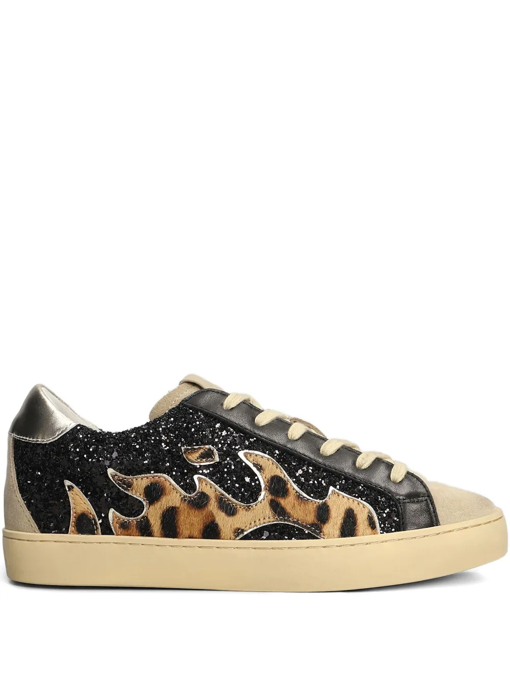 Gamin Leopard-print Glitter-embellished Sneakers In Black