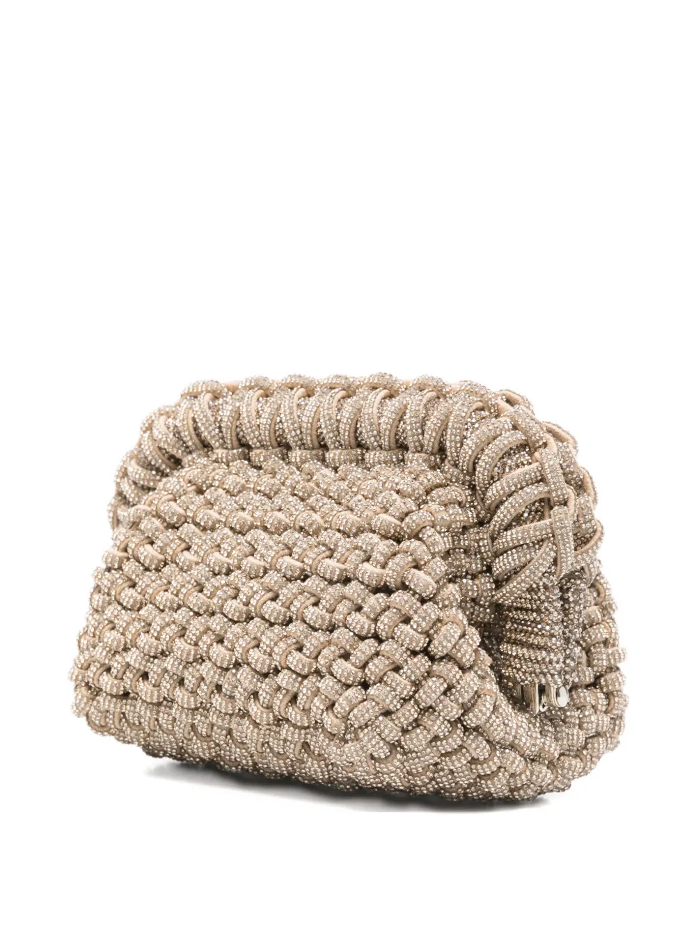Hibourama mini Rock embellished-woven cutch bag - Goud