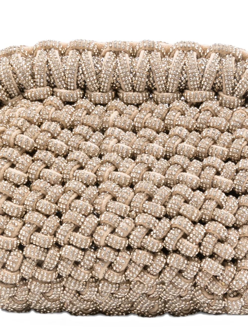 Hibourama Mini Rock Embellished-woven Cutch Bag In Gold