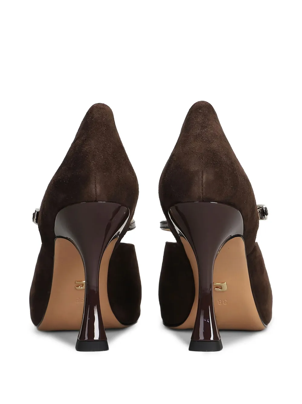 Lola Cruz Suède pumps met enkelbandje Bruin