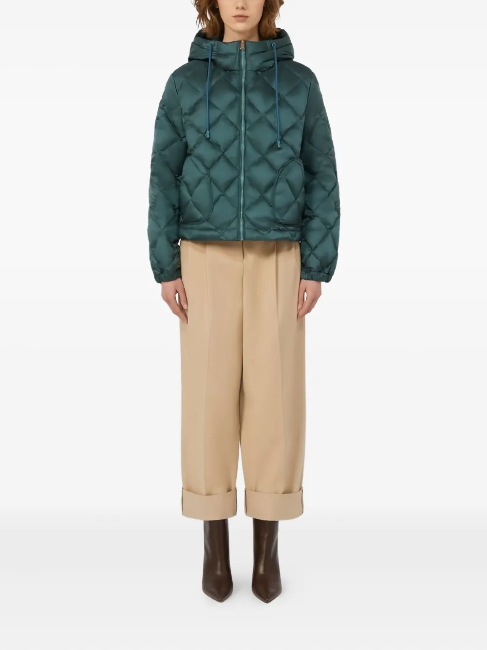 Weekend Max Mara Eris Quilted Jacket Denim In Green