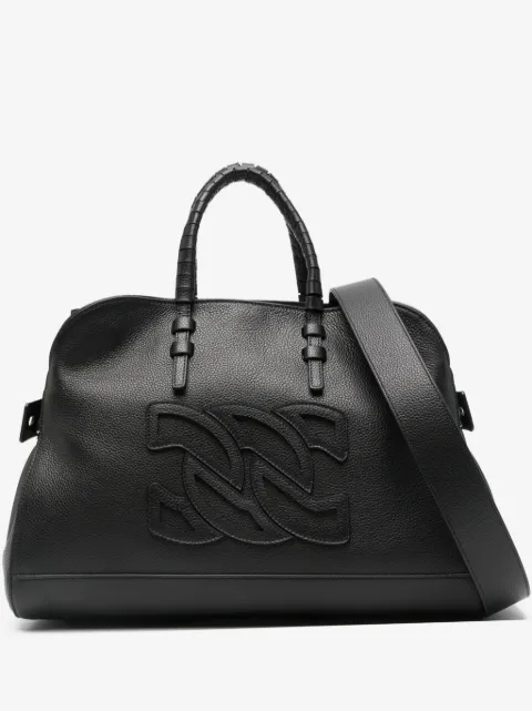 Casadei embossed-logo leather tote bag