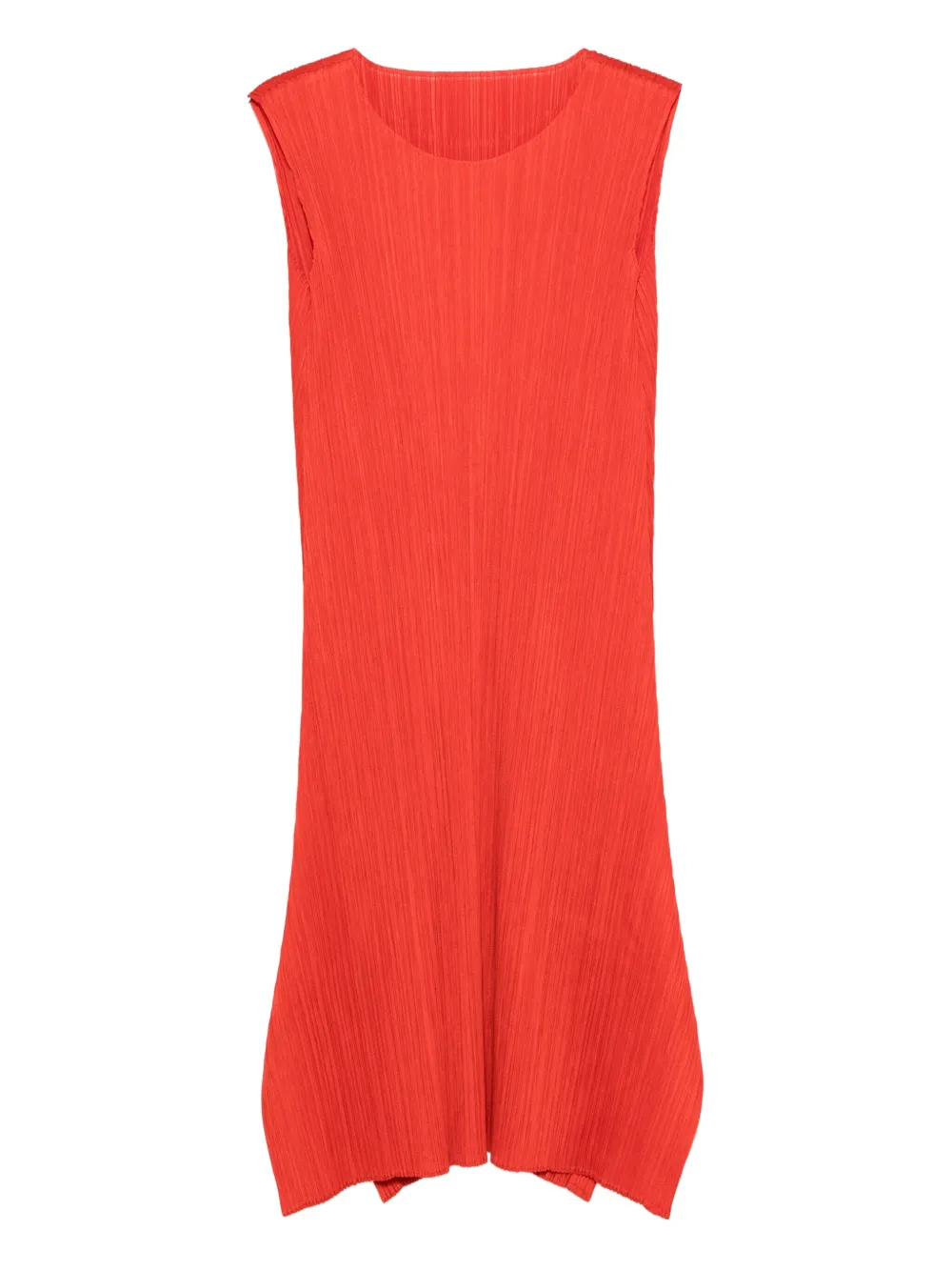 Pleats Please Issey Miyake pleated sleeveless midi dress | Red | Image 1