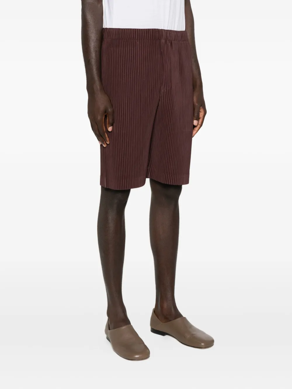 Issey Miyake Color Pleats Shorts In Brown