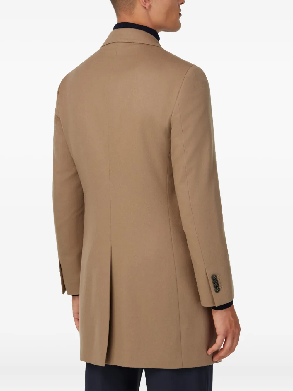 Boggi Milano Kasjmier mantel met enkele rij knopen Beige