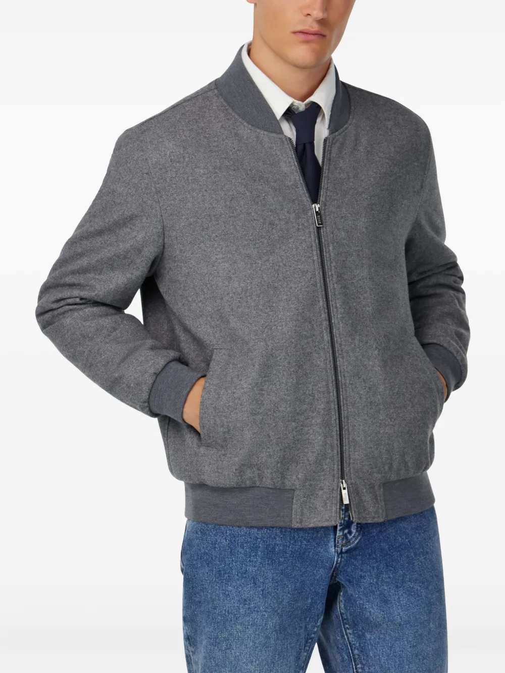 Boggi Milano Bomberjack van wolblend Grijs
