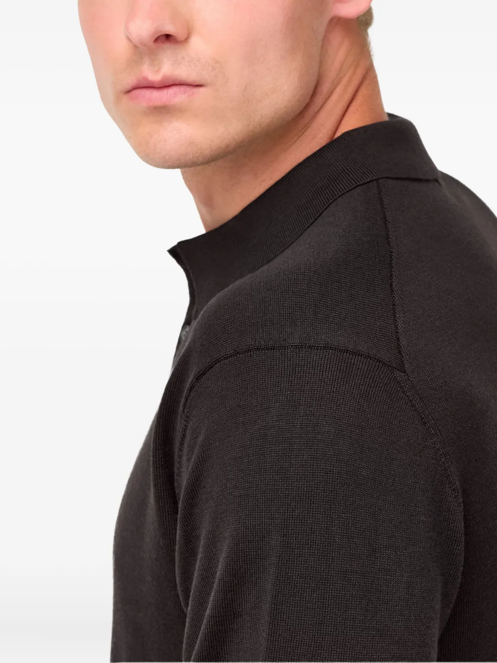 Boggi Milano Poloshirt met lange mouwen Bruin