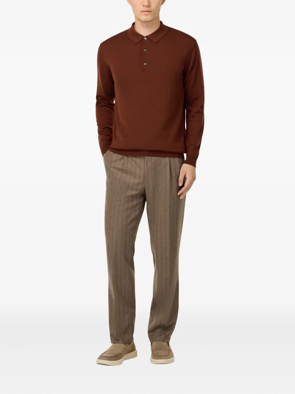 Boggi Milano Wollen poloshirt - Bruin