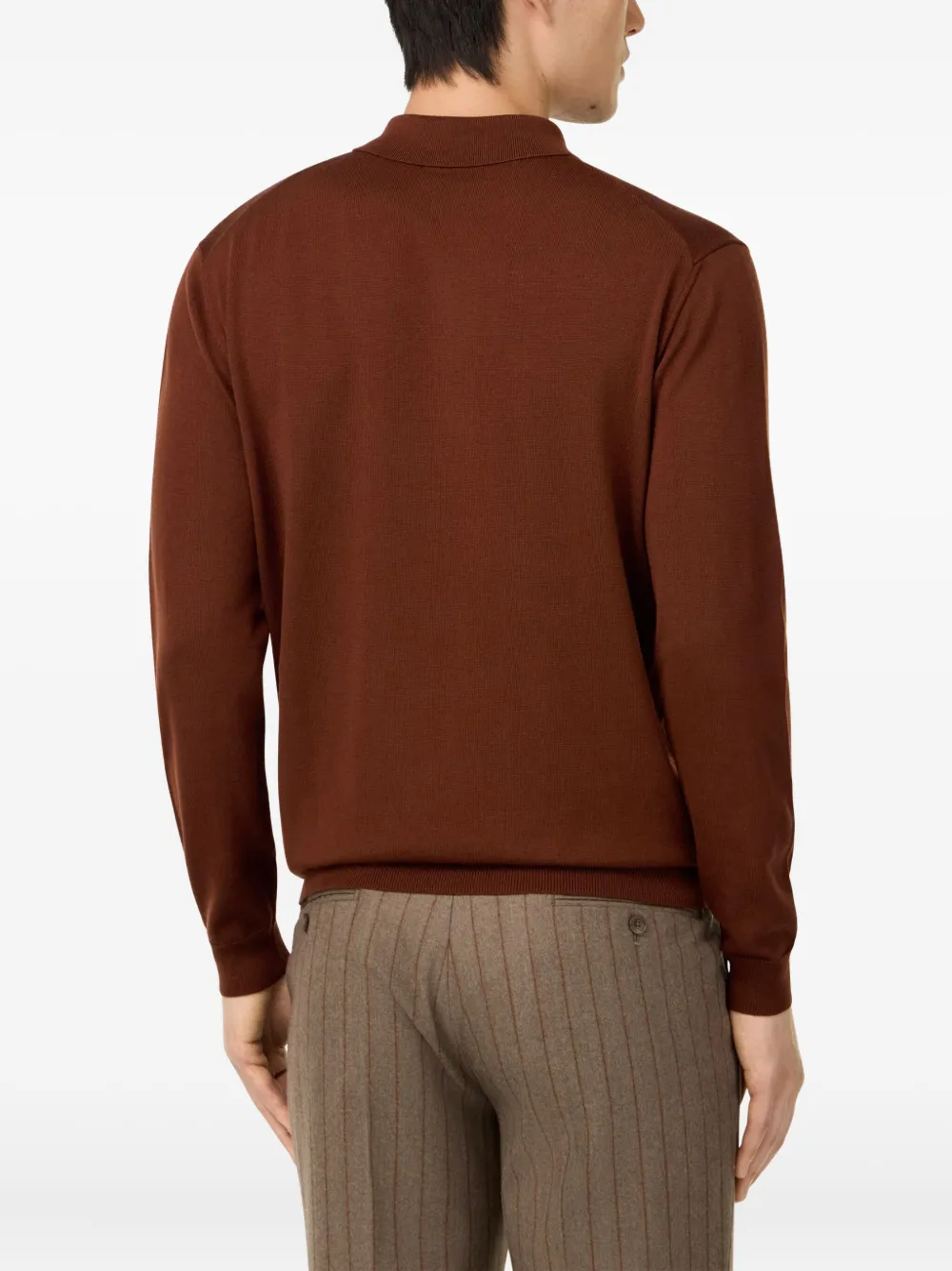 Boggi Milano Wool Polo Shirt In Brown