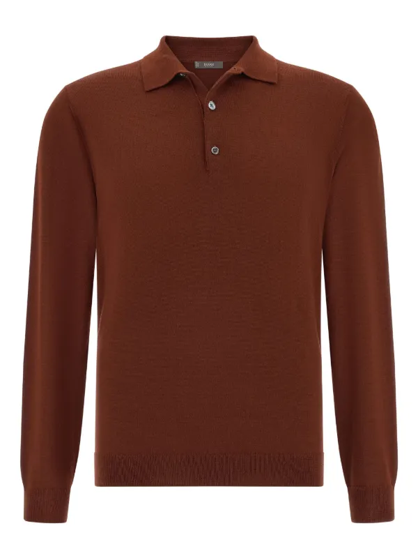 Boggi Milano Wool Polo Shirt Brown FARFETCH BH