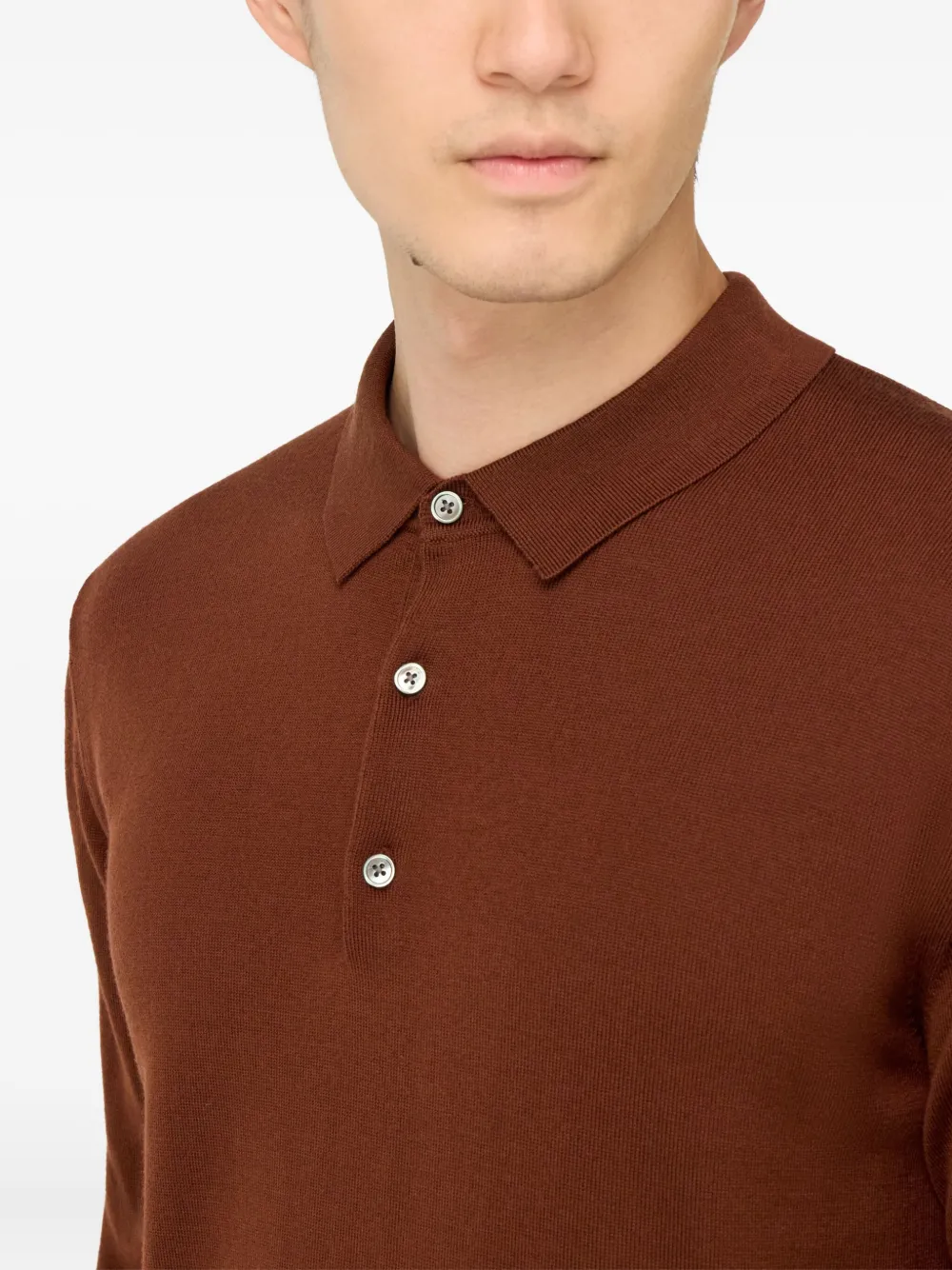 Boggi Milano Wool Polo Shirt In Brown