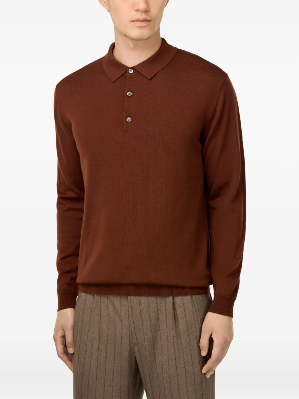Boggi Milano Wool Polo Shirt In Brown