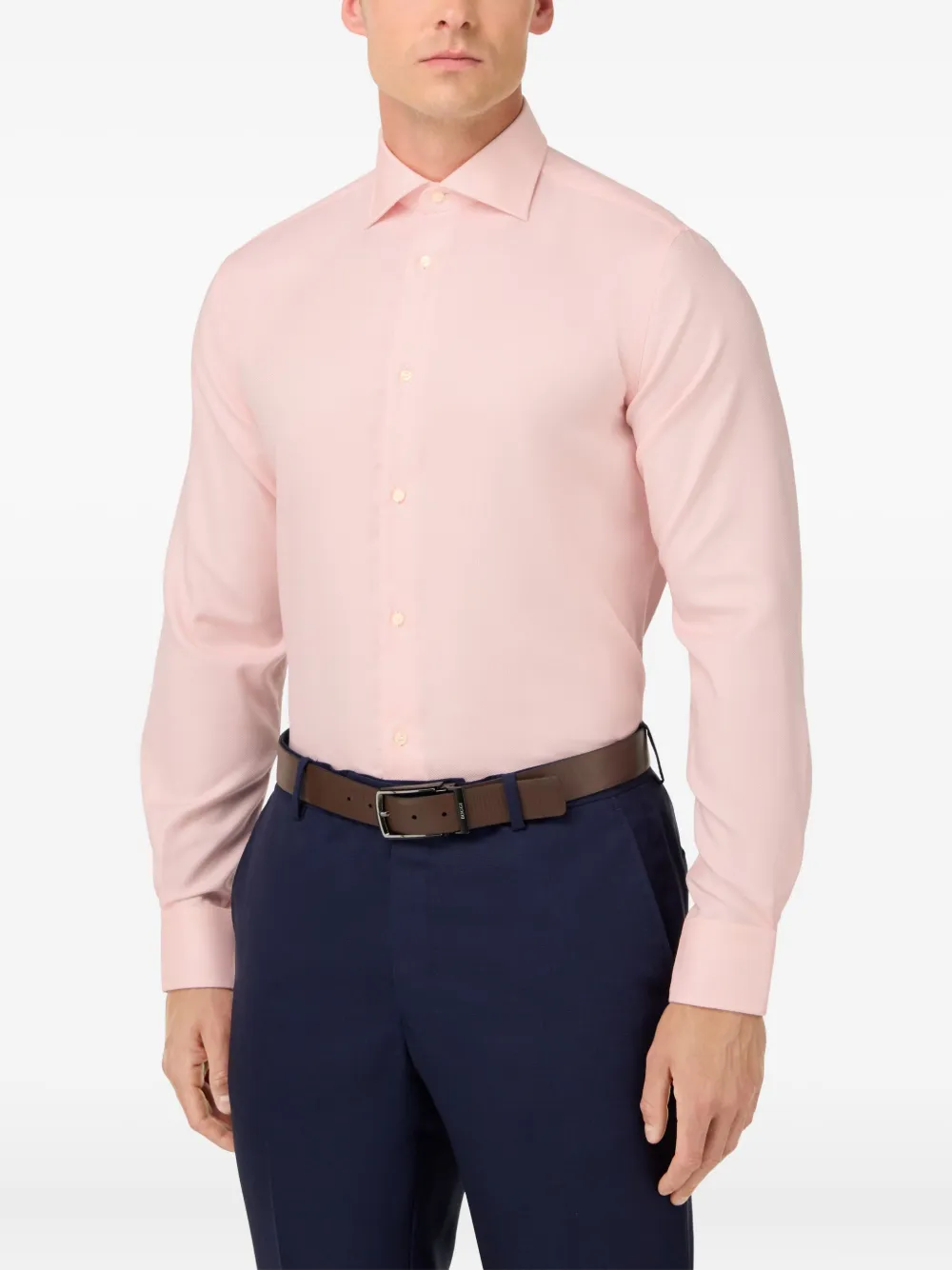 Boggi Milano Windsor-collar Cotton Shirt In Pink