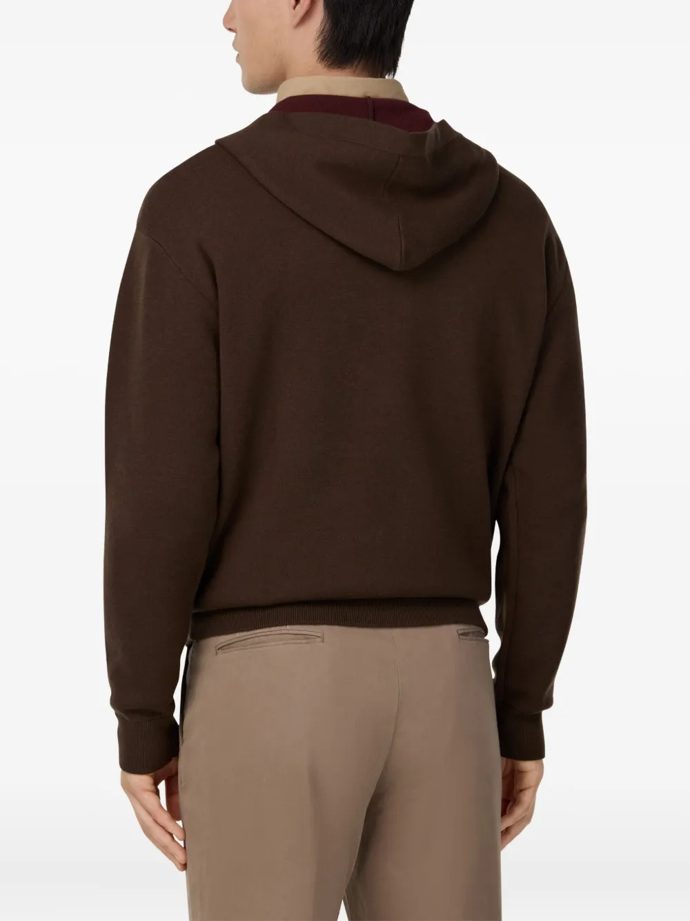 Boggi Milano Hoodie met halve rits Bruin