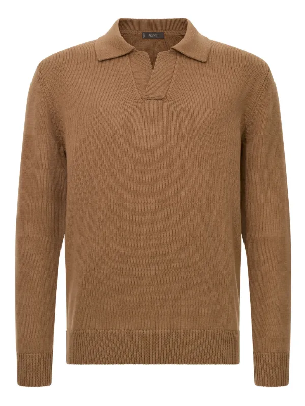 Boggi Milano polo-neck Merino Wool Sweater Brown FARFETCH