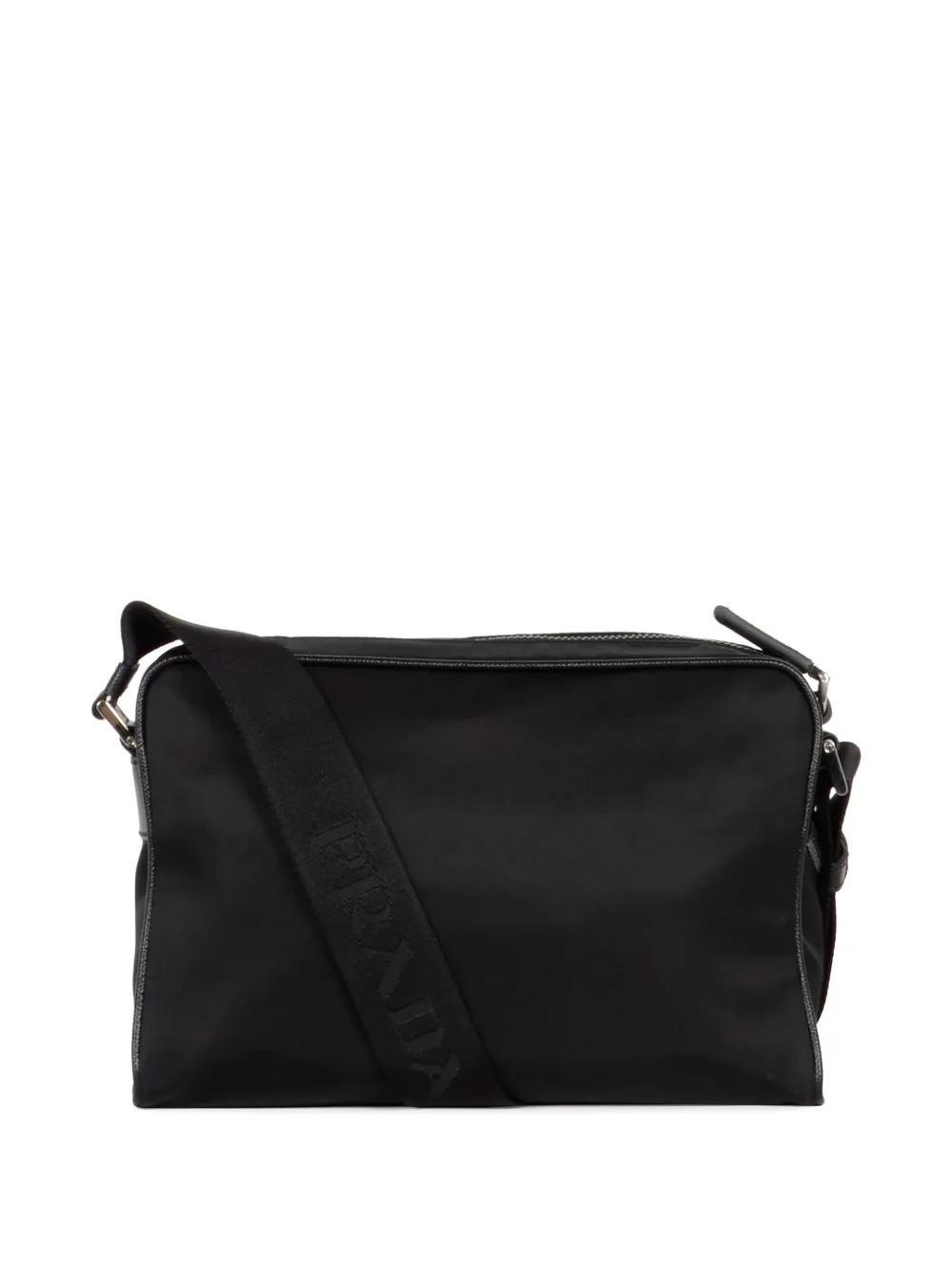 Prada logo-plaque shoulder bag - Zwart