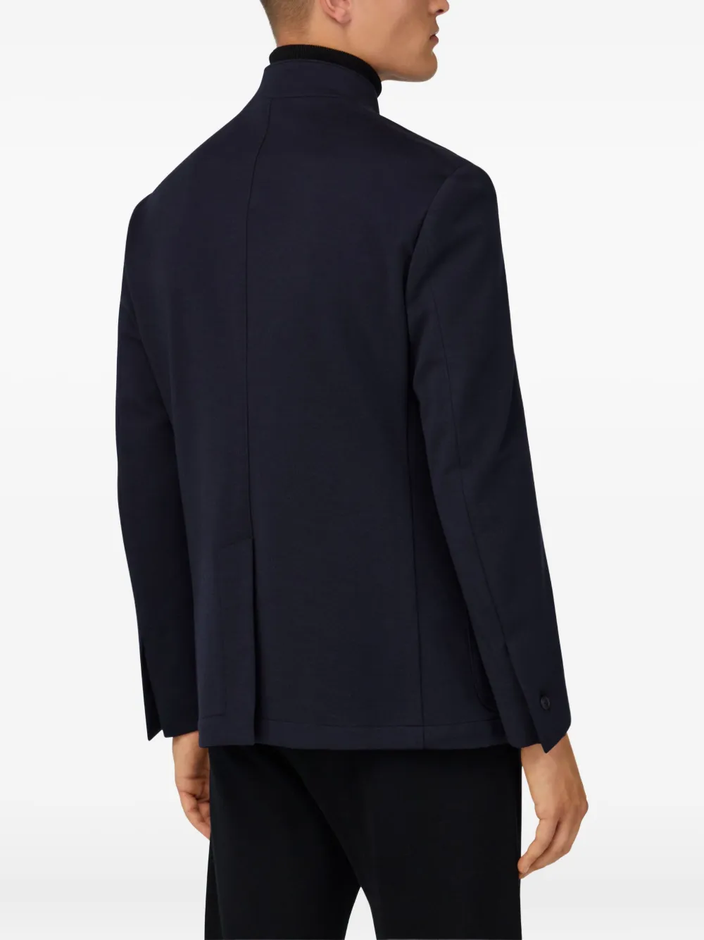 Boggi Milano Ens B Tech Technical Wool Jacket Navy Blue In Blue