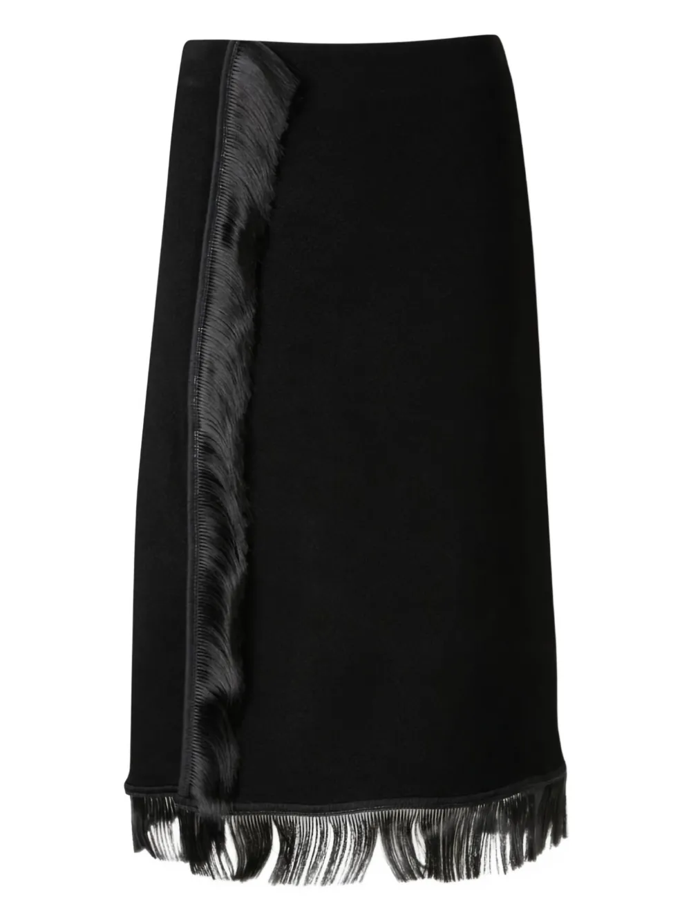 Jil Sander fringe-detail midi skirt - ブラック Jil Sander fringe-detail midi skirt - ブラック