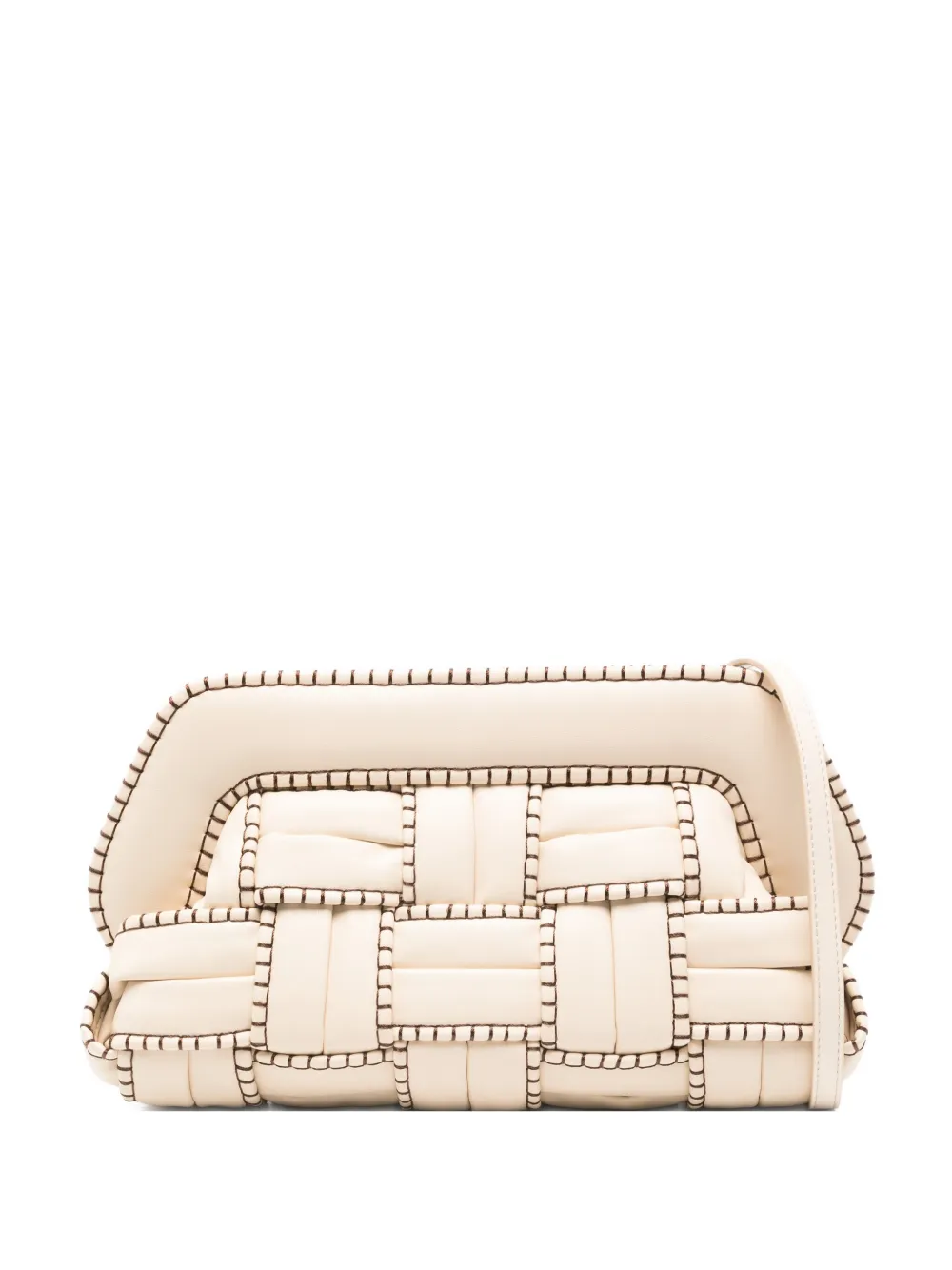Themoirè Medium Woven Clutch Shoulder Strap In Neutral