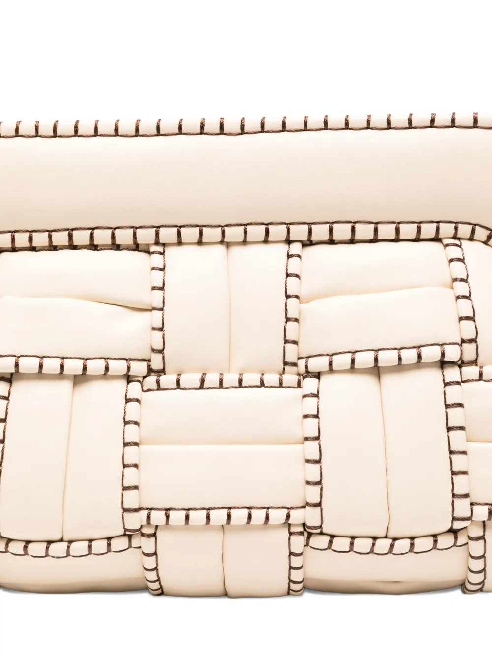 Themoirè Medium Woven Clutch Shoulder Strap In Neutral