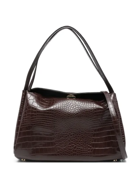Themoirè crocodile-effect tote bag