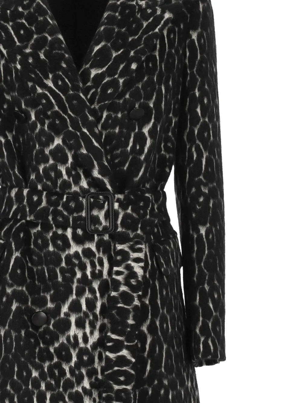 Tagliatore Leopard Printed Bouble Breasted Coat In Black