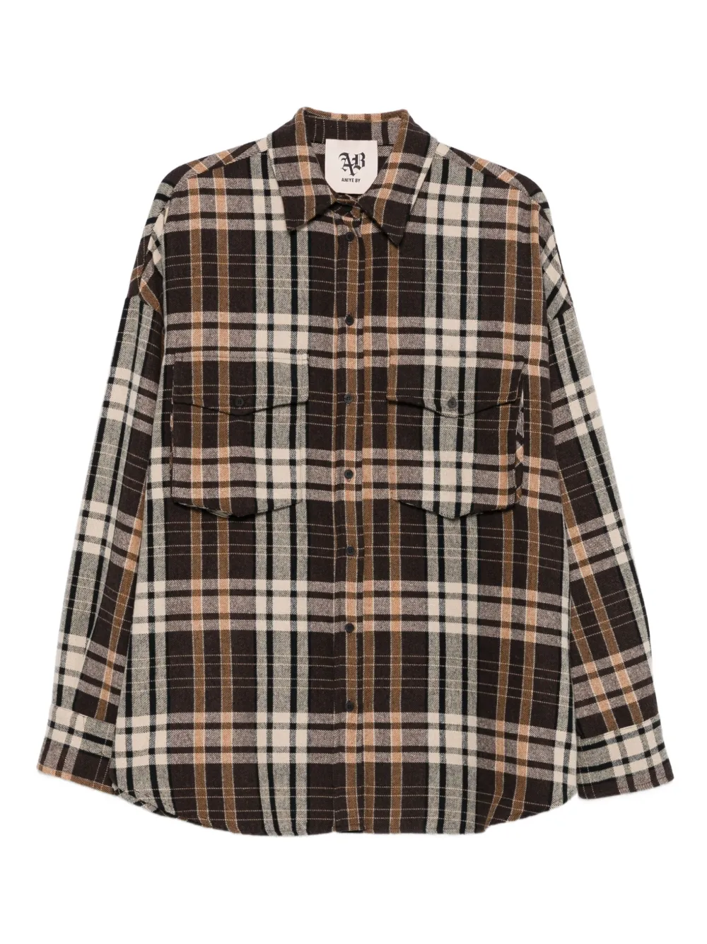 Aniye By check-pattern pocket-chest shirt | Brown | Image 1