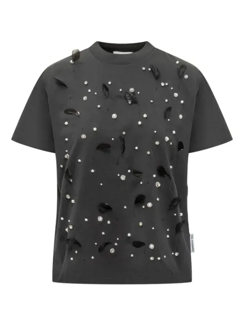 DES PHEMMES feather-embellished T-shirt
