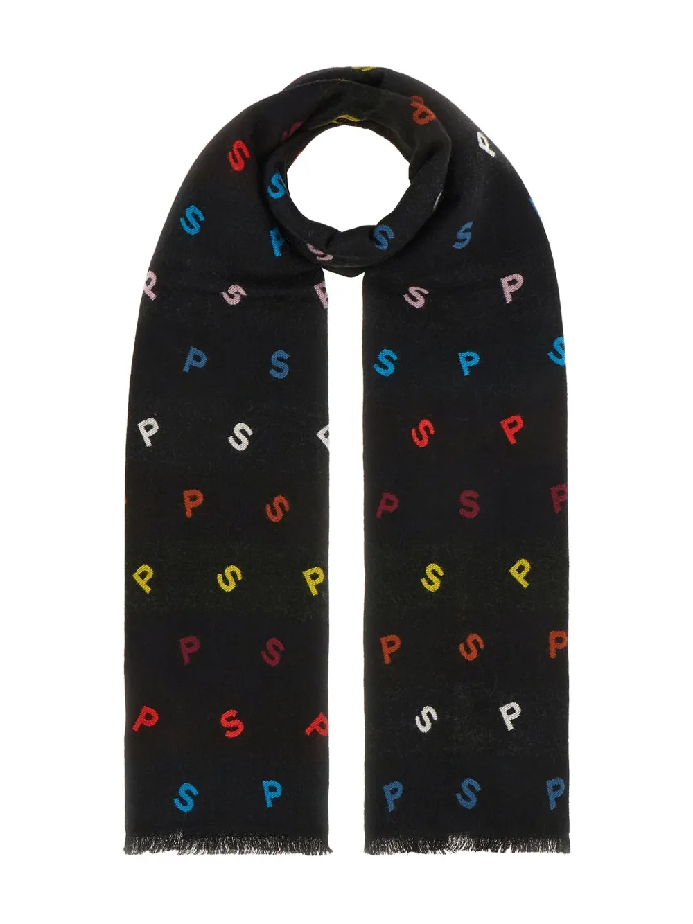 Paul Smith Fringed Scarf In Black