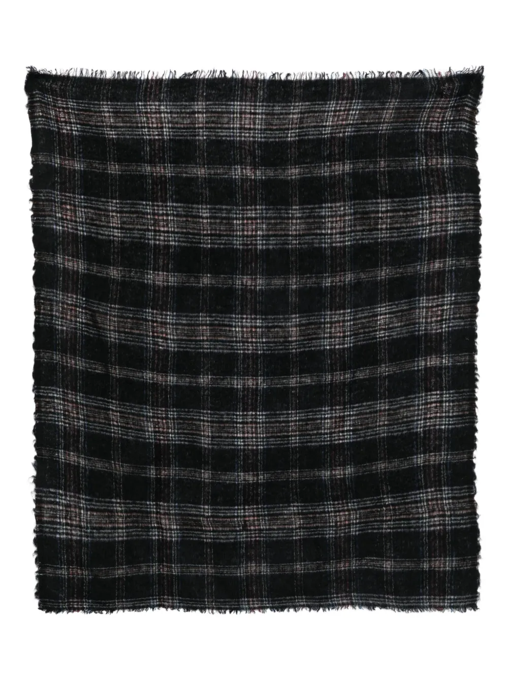 Faliero Sarti Checked Frayed-edge Scarf In Black