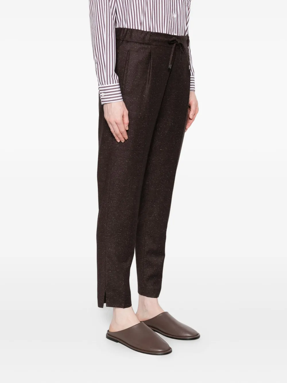Berwich Drawstring Speckled Trousers In Brown