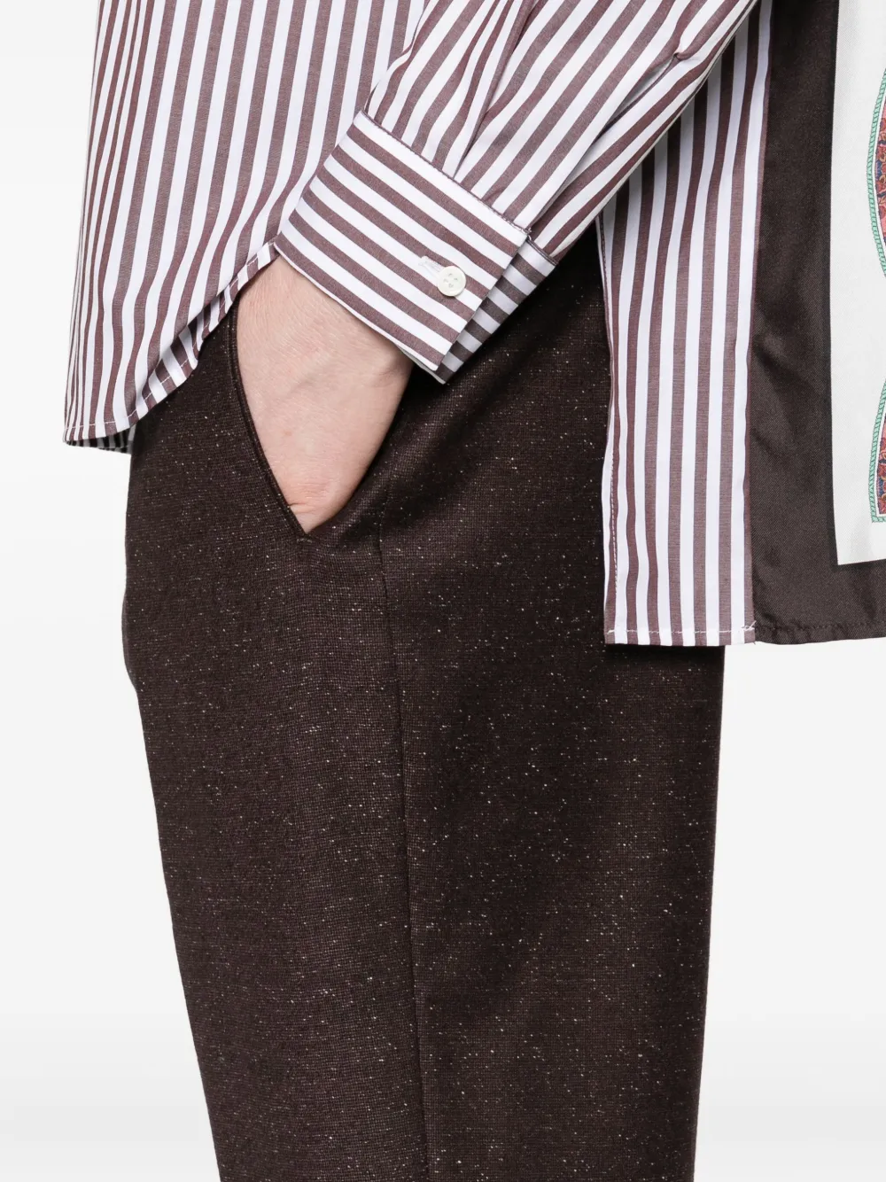 Berwich Drawstring Speckled Trousers In Brown