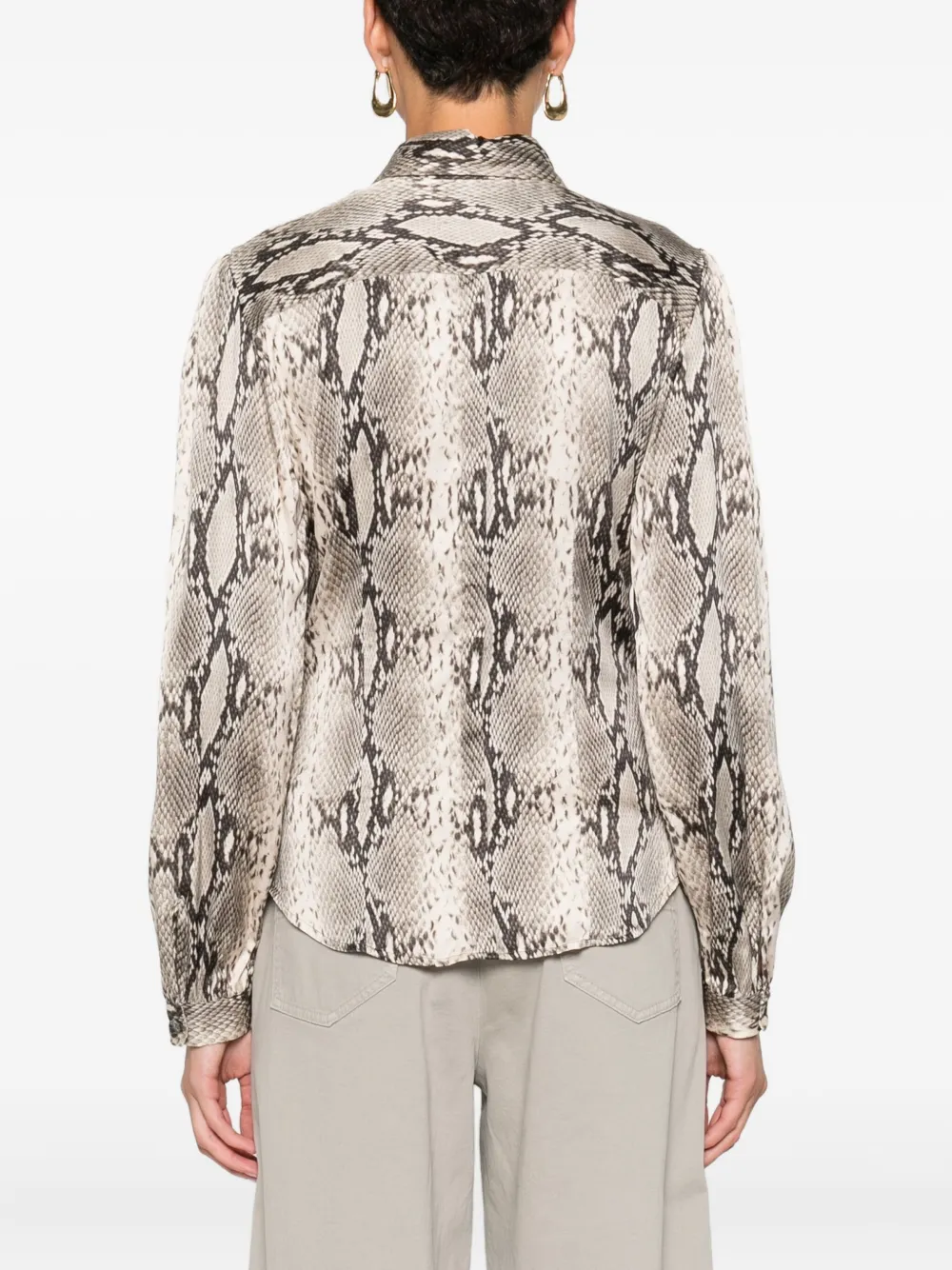 Robert Friedman Snakeskin-print Button-up Shirt In Gray