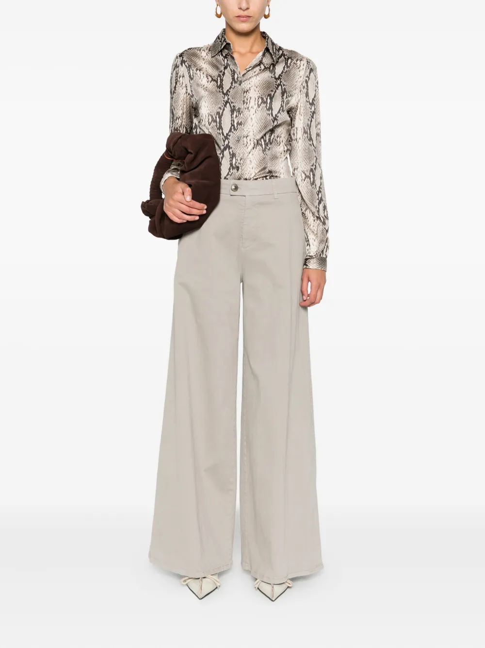 Robert Friedman snakeskin-print button-up shirt - Grijs