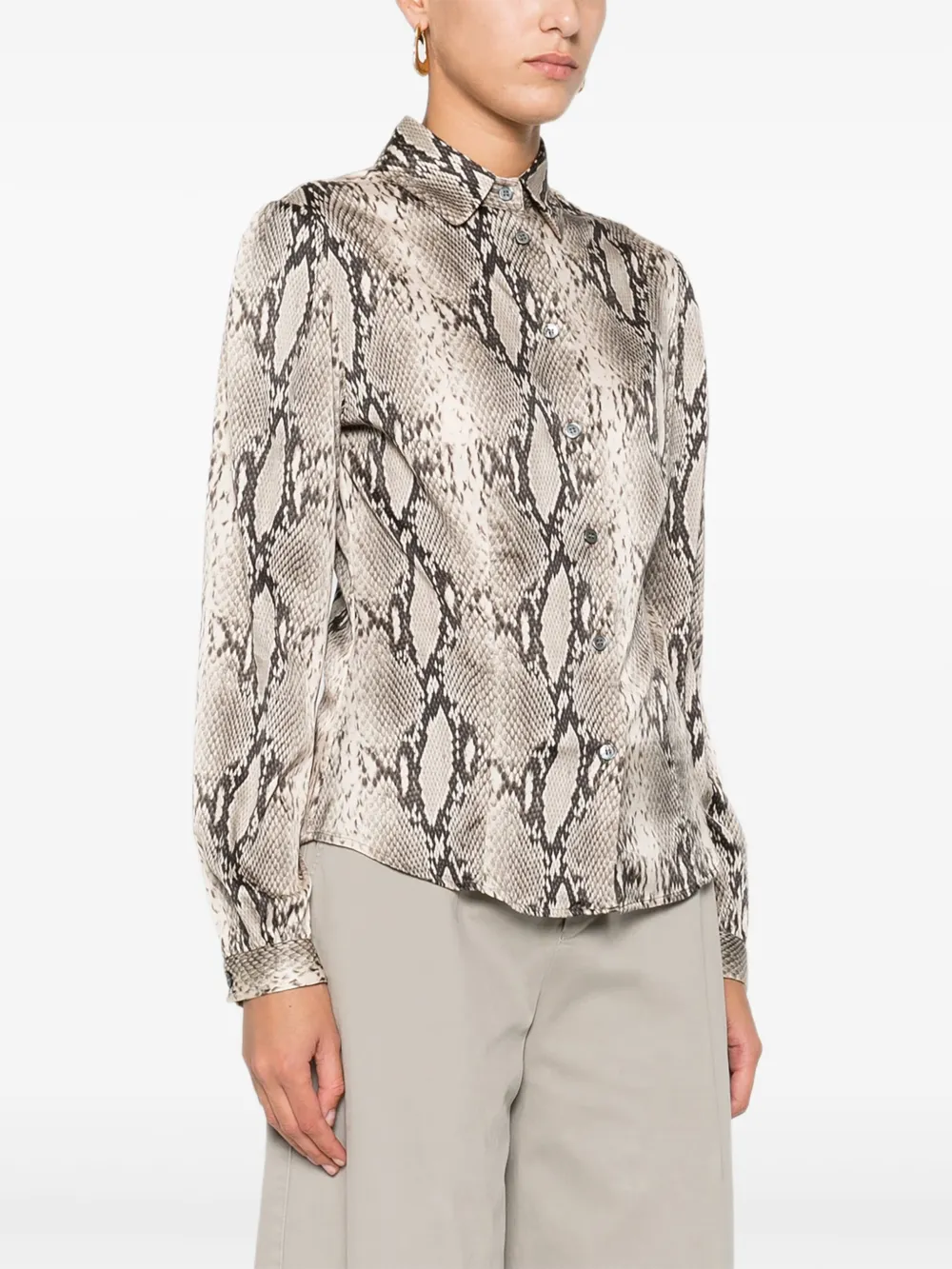 Robert Friedman Snakeskin-print Button-up Shirt In Gray