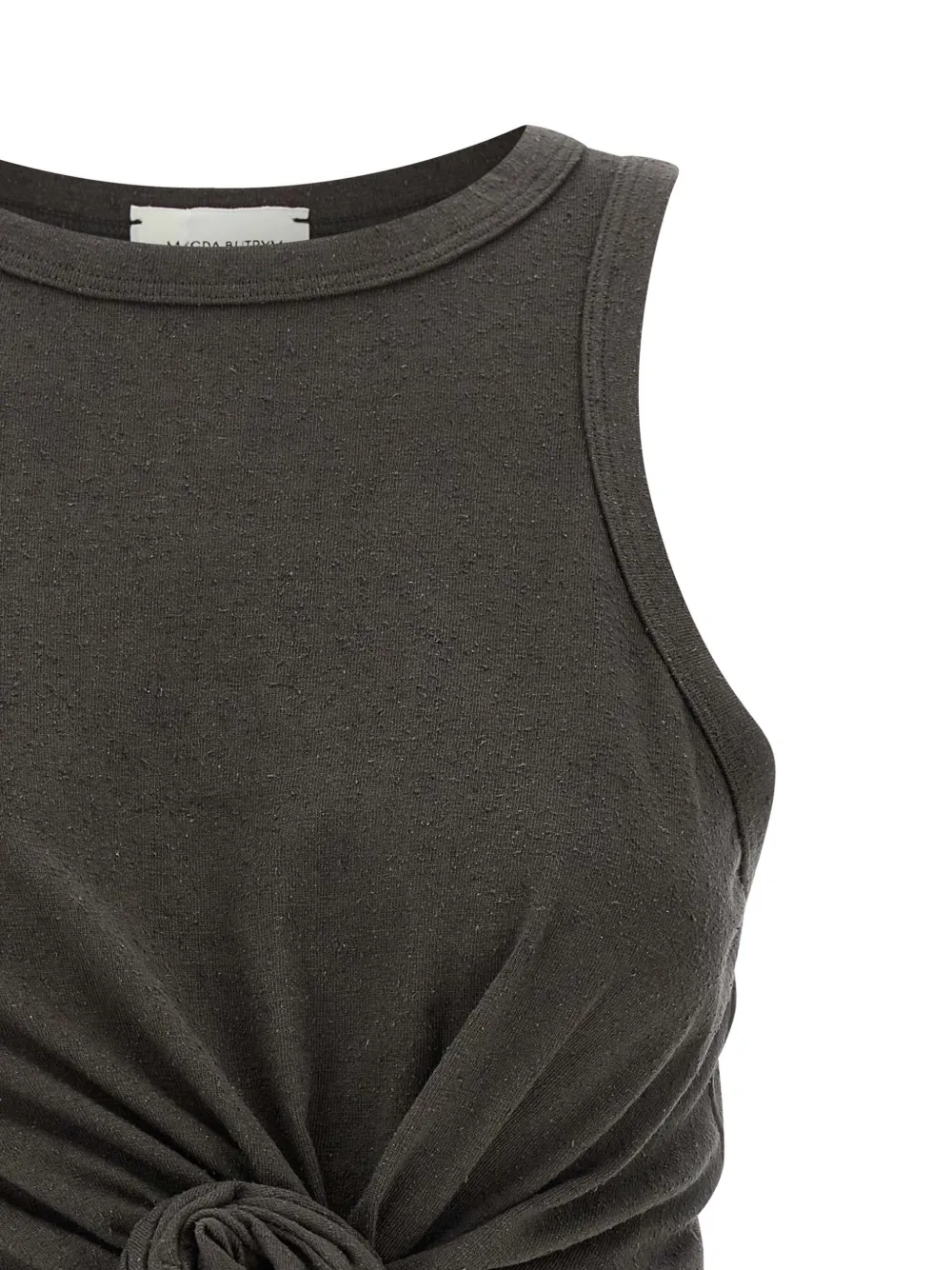 Magda Butrym Knotted Round Neck Sleeveless Textured Top In Gray