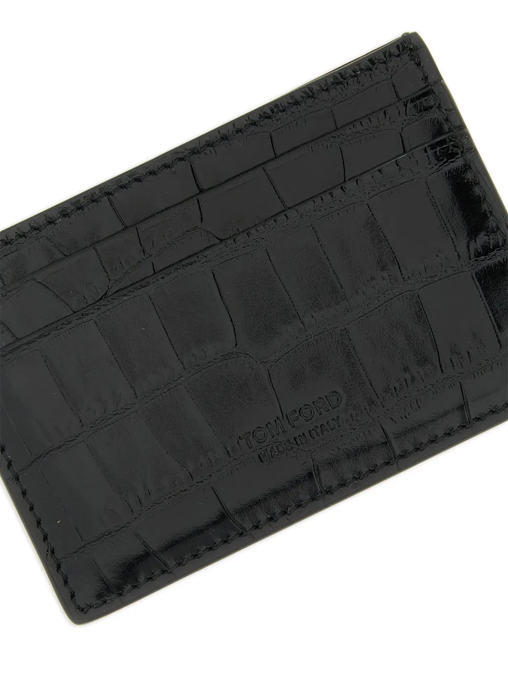 Tom Ford Crocodile-effect Card Holder In Black