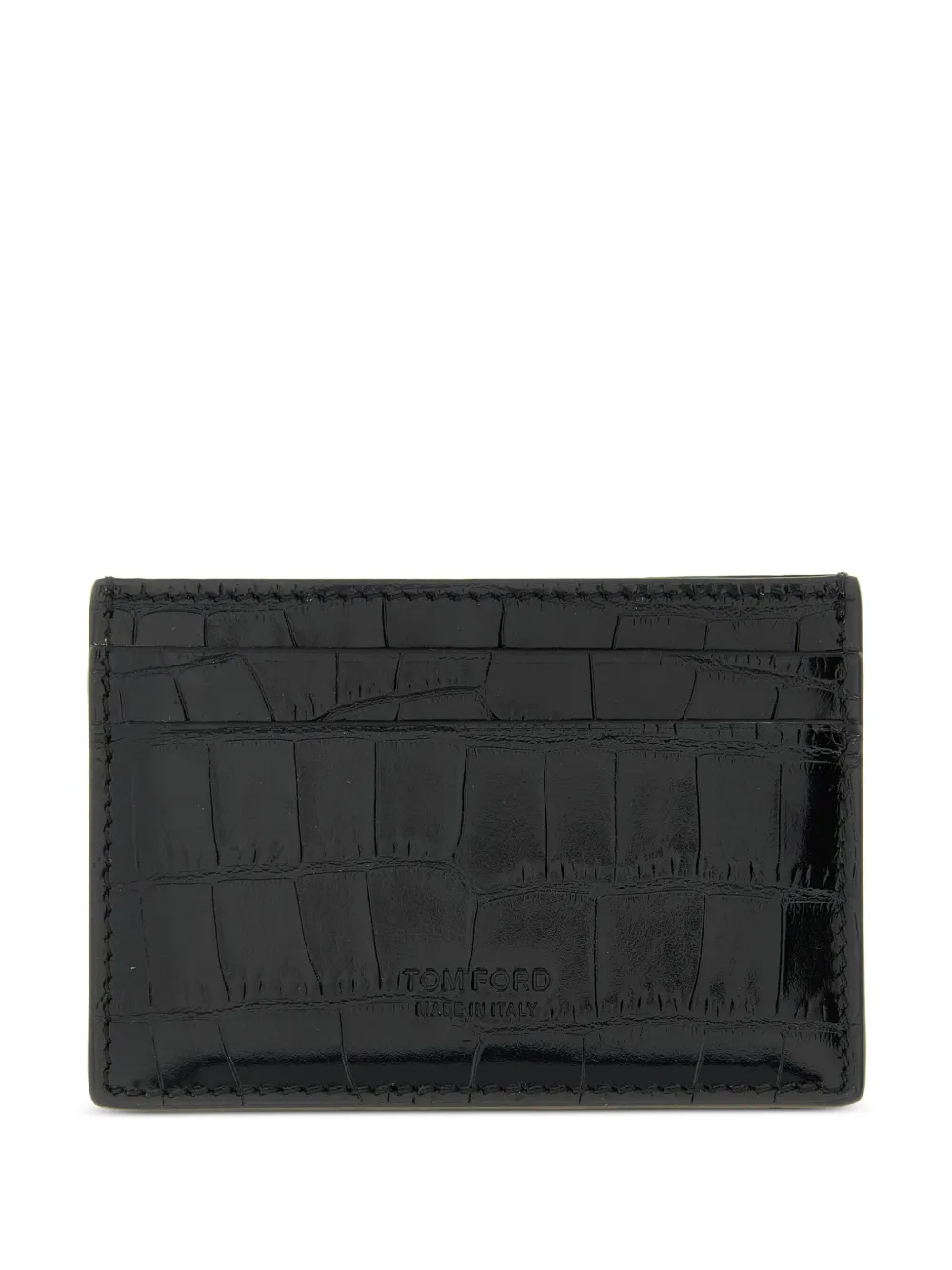 Tom Ford Crocodile-effect Card Holder In Black