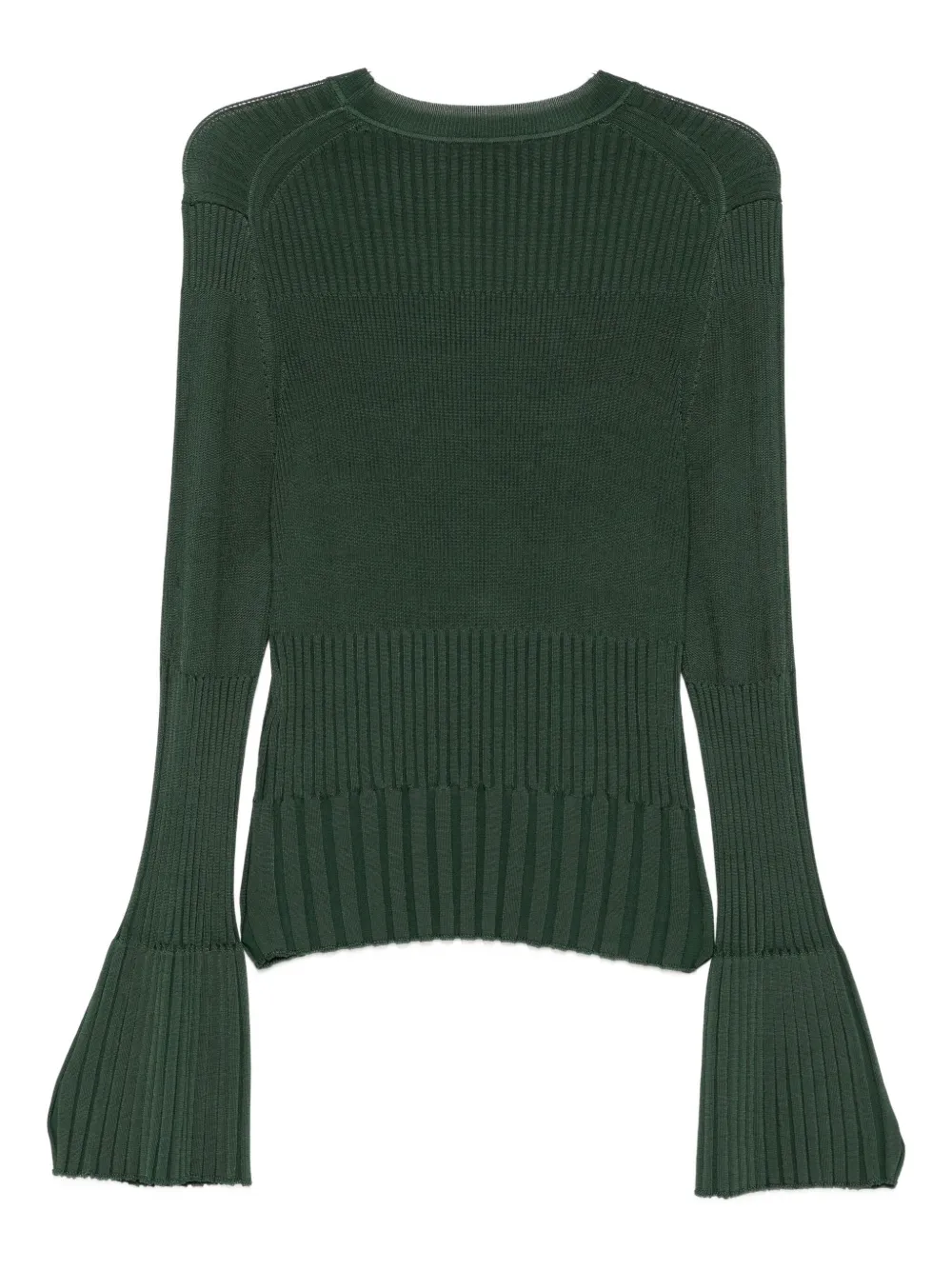 Zimmermann Ribbed Bell-sleeve Sweater In Green