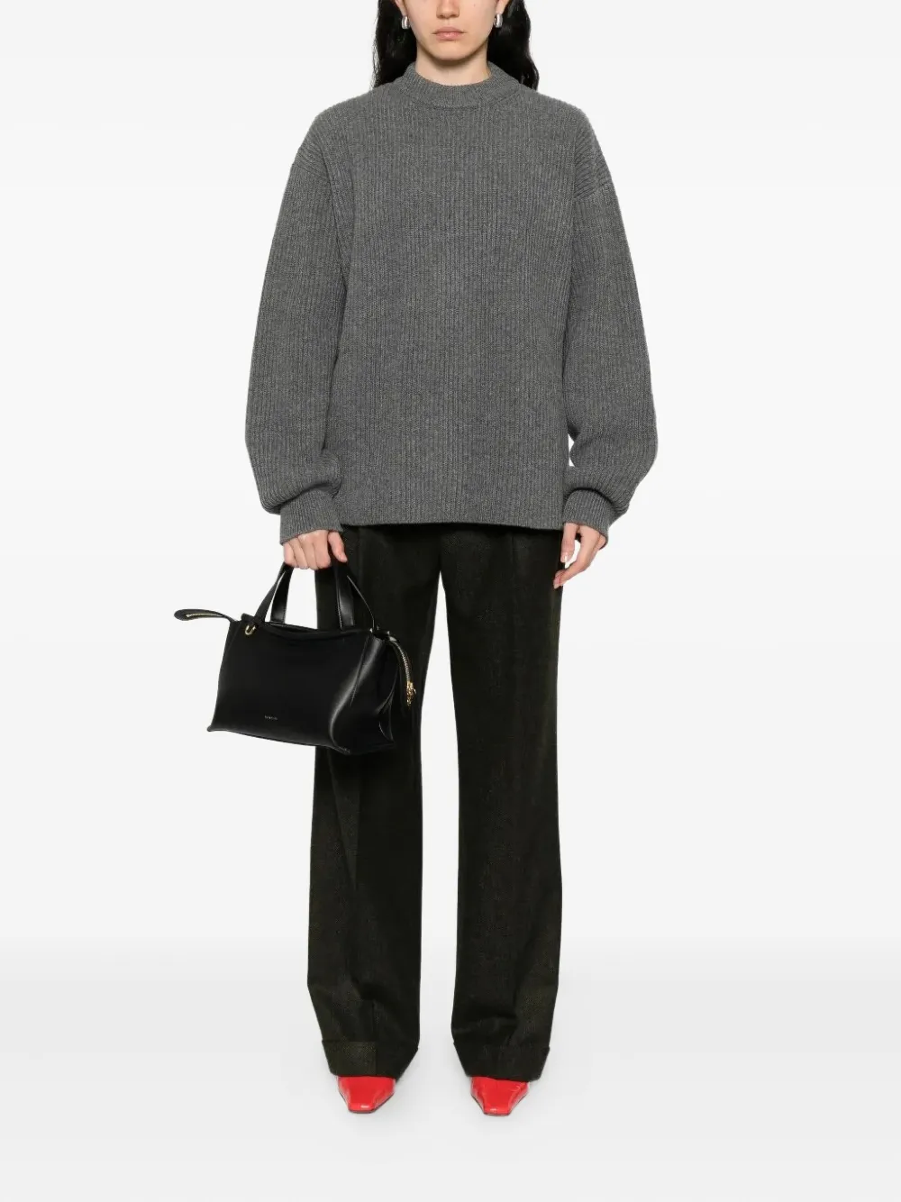 Berwich Geplooide broek met cuffs - Grijs