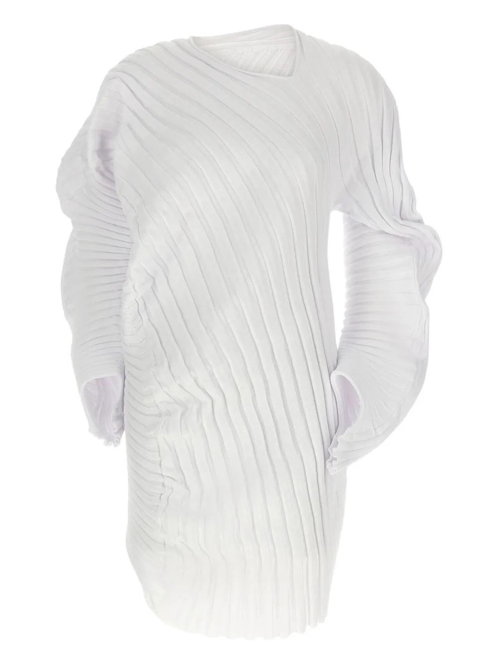 Issey Miyake ribbed asymmetrical top - ホワイト Issey Miyake ribbed asymmetrical top - ホワイト