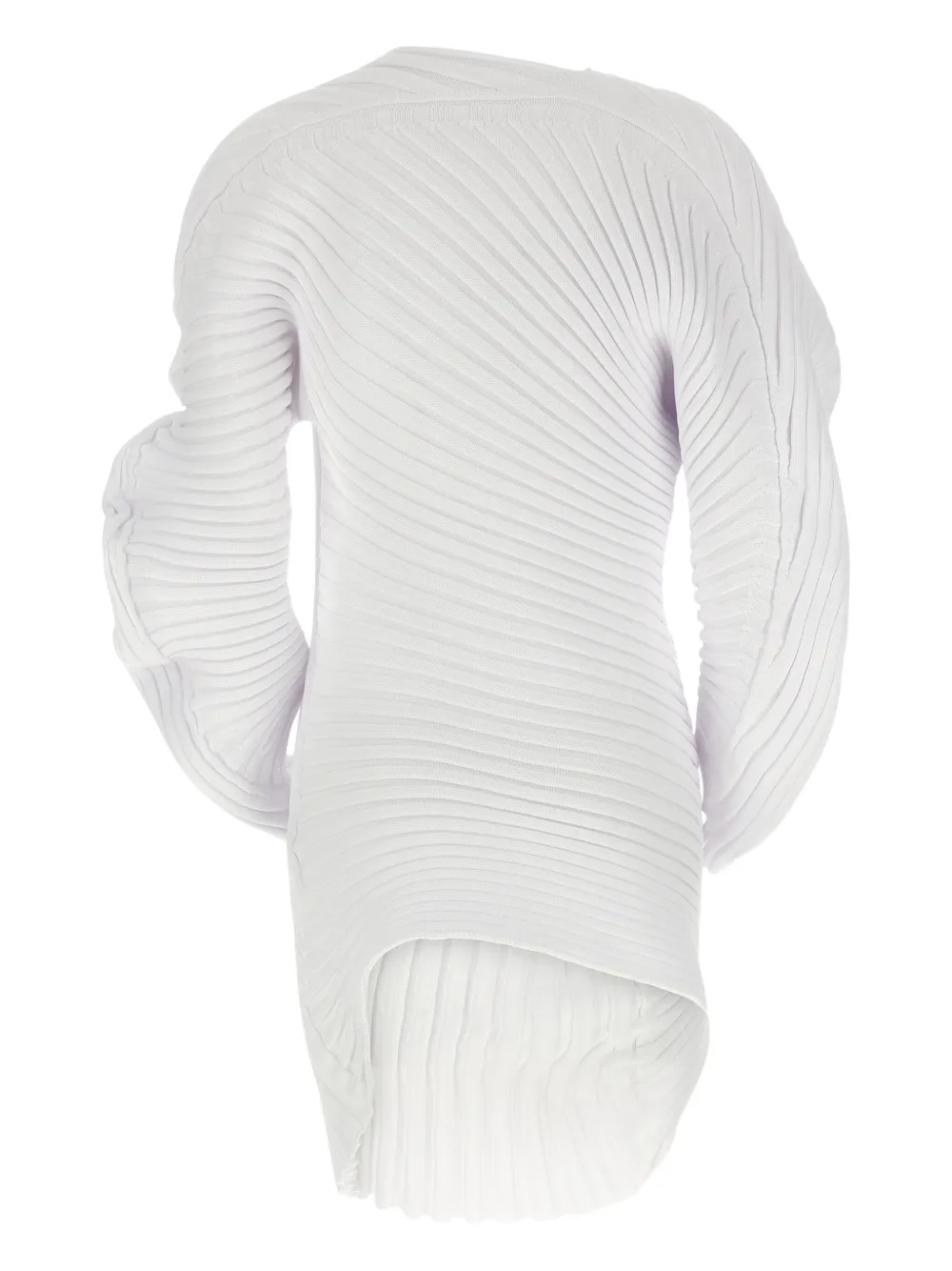 Issey Miyake ribbed asymmetrical top - Wit
