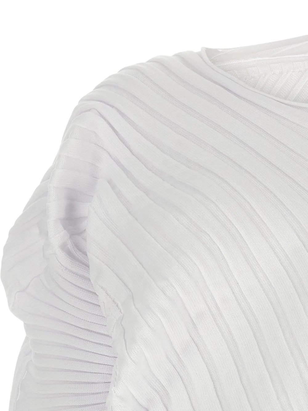Issey Miyake Ribbed Asymmetrical Top In White