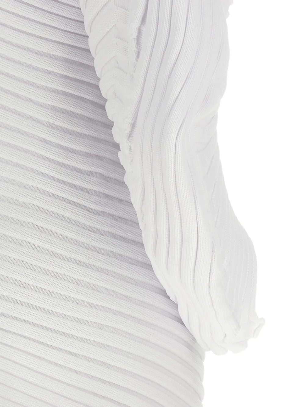 Issey Miyake Ribbed Asymmetrical Top In White