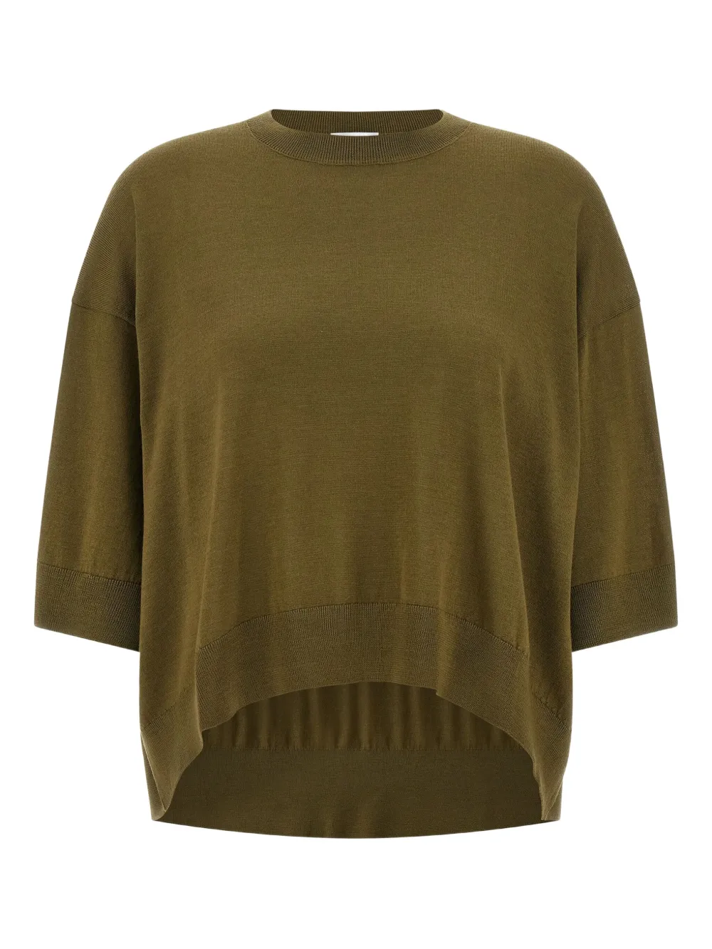 Nude asymmetrical-hem wool sweater | Green | Image 1