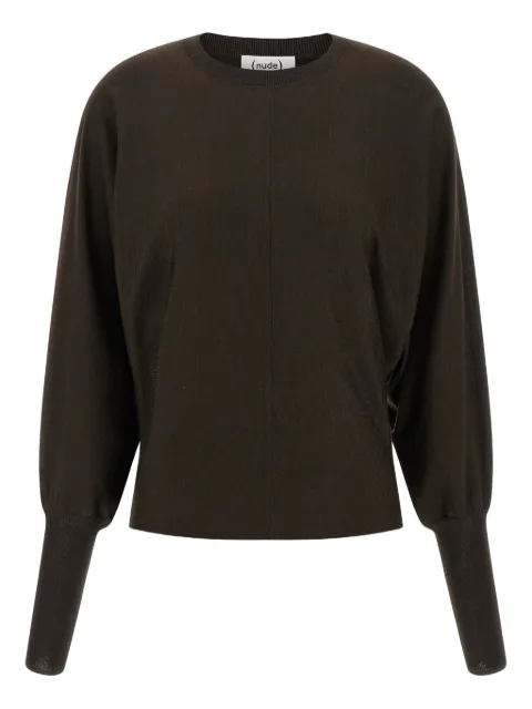 Nude dolman-sleeve crew-neck sweater