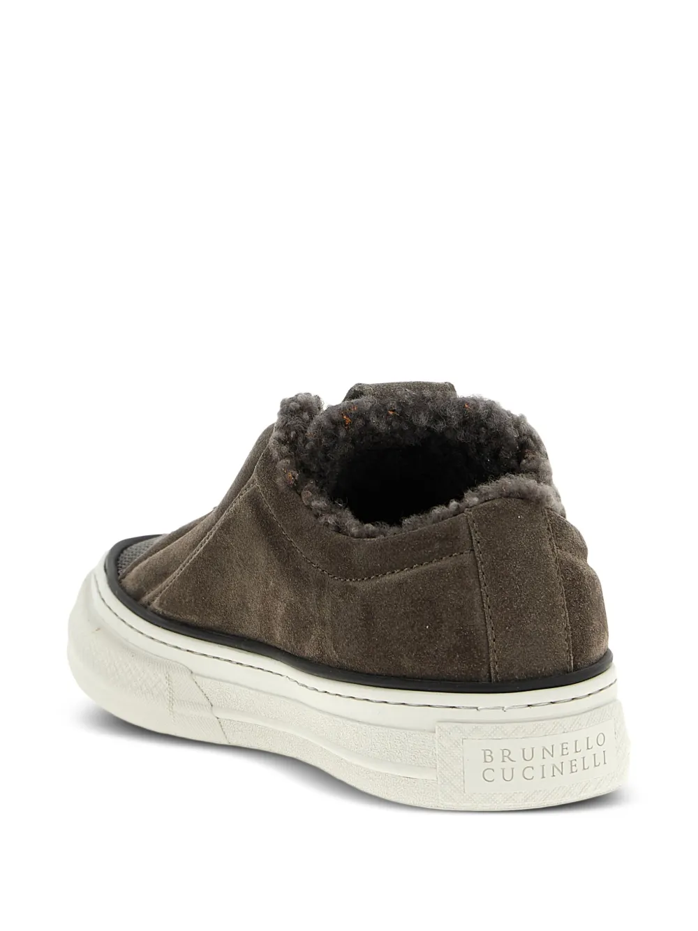 Brunello Cucinelli shearling-trim sneakers Brown
